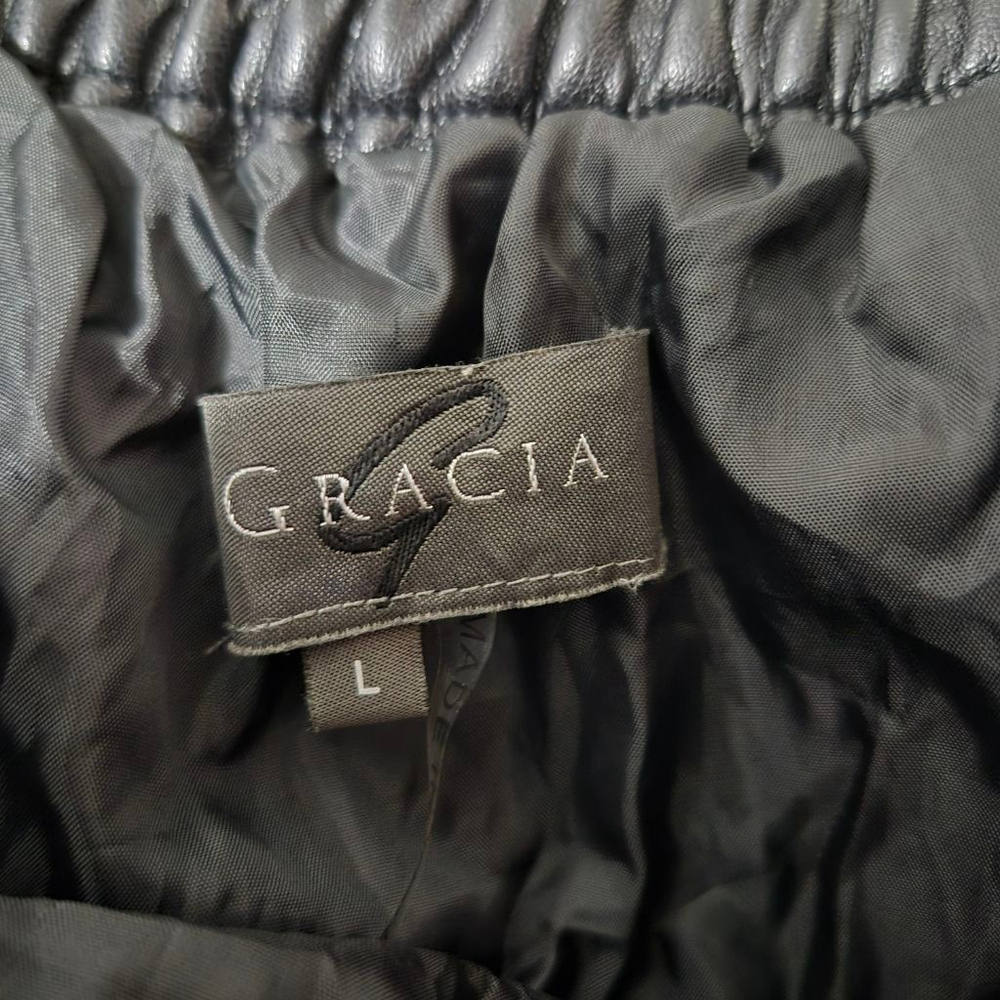 GRACIA Faux Leather‎ Pleated Midi Skirt Black Size L - Picture 5 of 11